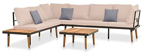 Yolola Loungeset Gartenmöbel 4-teilig Terassenmöbel außen, Loungemöbel Terrasse, Gartensofa Aluminium, Gartenmöbel, Gartenlounge, Eckmodul, Cappuccino-Braun