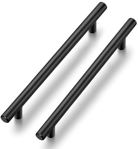 Ravinte 30 Stück Schwarz Möbelgriffe T Bar Griffe für Küchenschränke 160mm | Rostfreier Edelstahl, Gerader Stangengriff, Für Küchenschränke, Schubladen, Kommoden, Türen, Einfache Möbelaufwertung