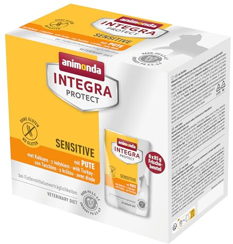 animonda INTEGRA PROTECT Katzenfutter nass Sensitive mit Pute (8 x 85g), vom Tierarzt empfohlen bei Futtermittelallergie, mit Veterinären entwickeltes Diätalleinfutter für erwachsene Katzen
