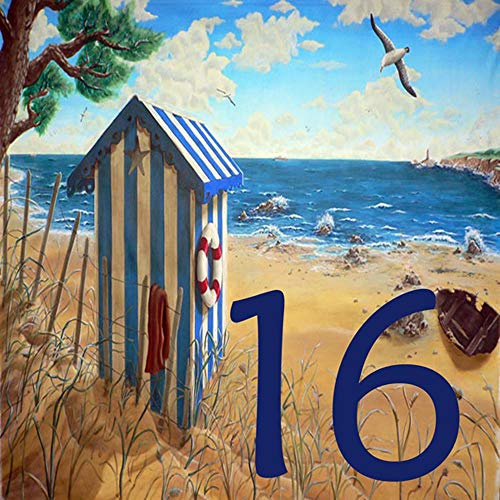 Azul'Decor35 - Plaque de rue en faïence personnalisable avec numéro de voirie, 10,8x10,8cm, Bleu, Classique, Extérieur résidentiel