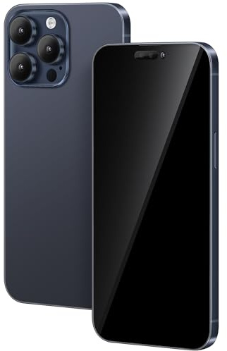 FufoneUS Affichage Faux Jouets Téléphone Téléphone Portable Métallique Modèle Ne Fonctionne Pas Réplique 1:1 Téléphone pour Phone 15 Pro Faux Jouets Téléphone Portable (Fur 15 Pro Bleu Écran Noir)