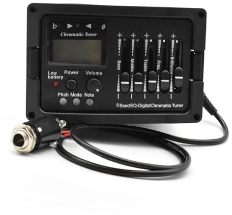 Tonabnehmer Akustikgitarre 5-Band Akustikgitarren-Vorverstärker EQ Equalizer Verstärker Digital Chromatia Blend Tuner Piezo Pickup(Bk1)