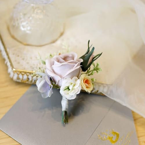 Pmnzdy Bröllop boutonniere ros corsage nål knappblomma korsett bröllopskorsage sidenblomma blomma blomma dekor bröllop tillbehör brudgum best man för bröllop bankett dansfester lila