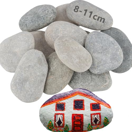 MAKTSAM 18 PCS 8-11 cm Rock Painting Kit, Natural River Rocks and Stones, Pebbles for Arts and Craft Painting
