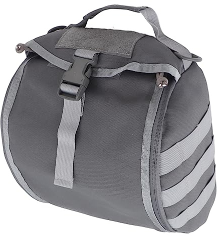 TOPINCN Nylon-Helmtasche, wasserdichte Taktische Tasche mit Reißverschlusstasche Oben und Heraushängenden Riemen für den Außenbereich, Verstellbarer Riemen, Weiches Futter (Gray)