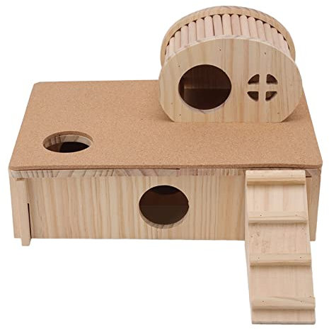 OKJHFD Hamster-Leiterhaus aus Holz, verschleißfeste Hamsterplattform, Kleintierversteck, Hamsterhaus, Kletterleiter, Übungsspielzeug für syrische Hamster, Zwerghamster, Rennmäuse,