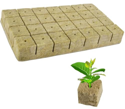LiJuanWang Cubos de Lana de Roca,28 Piezas Cubos De Cultivo Hidropónicos Cubos de Cultivo de Lana de Roca Jardín Cubos De Cultivo Hidropónicos para Siembra,Plantación,Hidropónica,4 x 4 x 4 cm