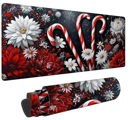 Gaming Mouse Pad Red Large Mouse Mat 1600 x 800 mm, Christmas Mouse Pad Desk Mat, Extended Mousepad with Non-Slip Rubber, Improved Precision and Speed, XL Mouse Mat for Home Office Gaming Room F-232