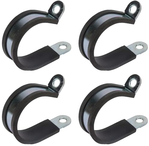 cyclingcolors 4x Collier de Serrage Métallique avec Insert Caoutchouc Fixation Tube P Clip Serre Cable Tuyau Conduit Collier, 32mm