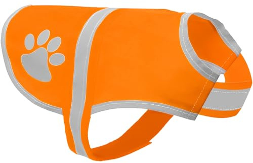 Voarge Gilet de Sécurité Réfléchissant pour Chien, Haute visibilité, Veste réfléchissant Vest de sécurité Veste d'animal de Compagnie pour Nuit à l'extérieur (Orange, M)