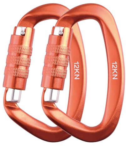 TRIWONDER Aluminiumlegering 12 KN automatisk låskarbinhake för hängmatta camping vandring (orange)