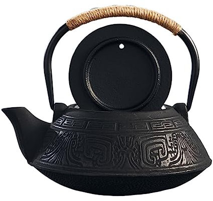 OZBMA Teiera Teiera Teiere Teiera Giapponese in ghisa, 27 once/800 ml e infusore per tè in Foglie sfuse, bollitore in ghisa per fornello Teiera Giapponese (Nero 800 ml)