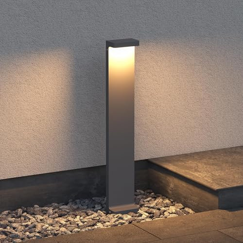 Mai & Mai Lampione da Giardino 3000K, Luminoso da Giardino IP65 Paletti Esterni Led 10X6X60cm in Alluminio per Giardini, Parchi, Aree Residenziali e Ingressi LumaTorch, Sabbia grigio scuro