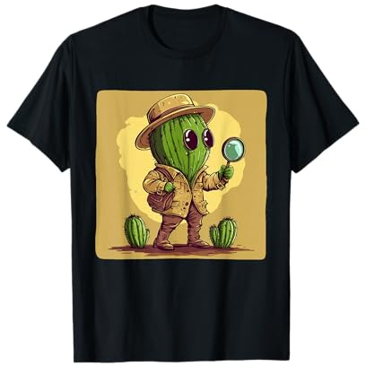 Witty Detective Cactus for a Fun and Casual Outfit T-Shirt