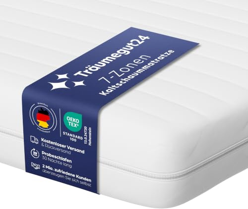 Träumegut24 AquaFlex 7-Zonen Kaltschaummatratze 120x200cm, 19cm, H2&H3 | Ergonomisch, Bezug abnehmbar & waschbar, Hypoallergen & Antibakteriell, OEKO-TEX Standard 100