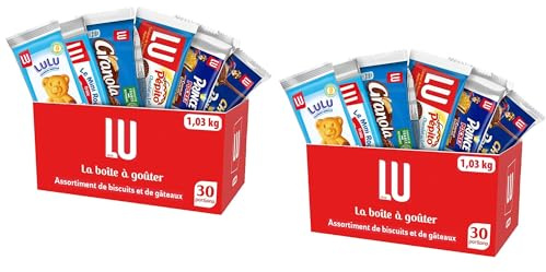 LU, La Boîte à Goûter, 2 Mois de Goûters* Enfant, 60 Biscuits et Gâteaux Individuels, Prince, Prince Enrobé, Pépito, Granola, Mini Roulé, Ourson Chocolat, Récréations Sorties Vacances, Lot de 2x1,03kg