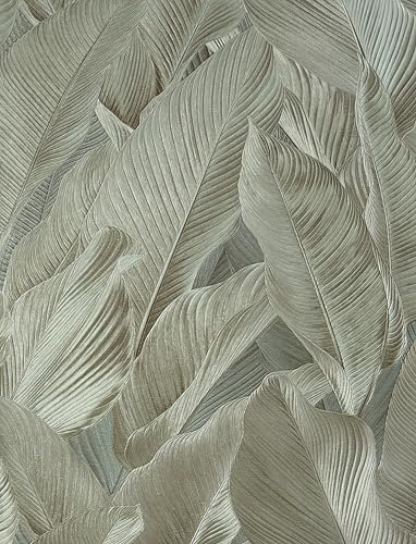 Vymura M95688 Gianni Leaf Heavyweight Vinyl Wallpaper, Khaki Green