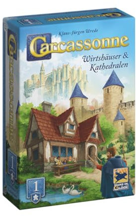 Hans im Glück Carcassonne – Wirtshäuser und Kathedralen (Auflage 2025), 1. Erweiterung, Familienspiel, 2-6 Spieler, 7+ Jahre, 45 Minuten, Deutsch
