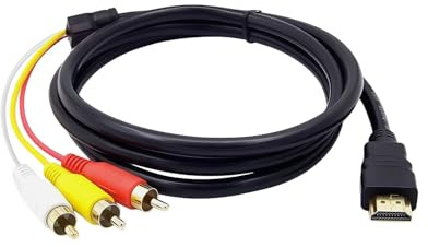 Hemlosk Cable HDMI a RCA 1,5 m, HDMI a 3 RCA AV Amarillo Rojo Blanco, Unidireccional sin Chip ni Convertidor Activo, para Dispositivos HDMI Compatibles con Salida AV, No RCA a HDMI