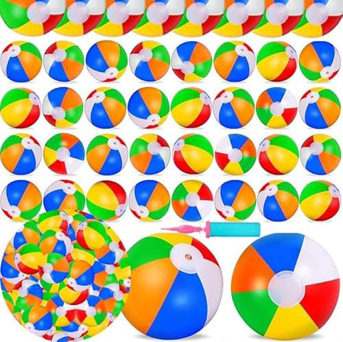 Wasserbälle Aufblasbar,3 Stück Aufblasbare Wasserball, 20cm Strandball, Ausgestattet mit Aufblaspumpe,Wasserball Aufblasbar,Pool Spielzeug,Für Sommeraktivitäten Im Freien Party Kinder&Erwachsene