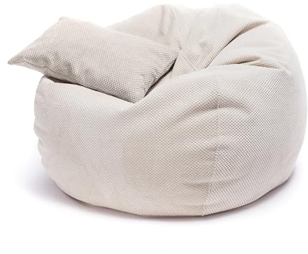 Ecopuf - Puf Dot Peluche - Puf para Salón, Dormitorio, puf Pera - Mueble de Dormitorio Cómodo para Relajarse y Decorar con un Estilo Moderno - Relleno Duradero de EPS - Gris Claro