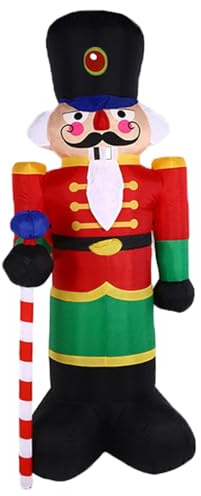 Cascanueces inflables navideños de 2, 4 m, Soldado Gigante con Luces LED, Impermeables, para jardín, Fiestas navideñas, Interiores y Exteriores.