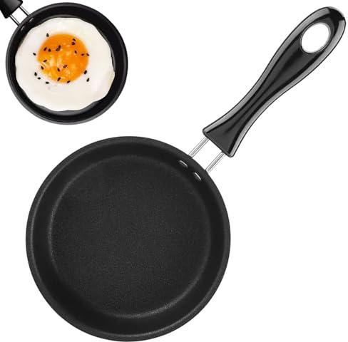 DILUSILK Mini Frying Pan 4.7 Inch, Single Egg Non-Stick Skillet for Gas & Induction Stoves, Portable Small Cooking Pan for Camping and Kitchen Use