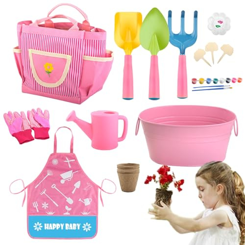 Attrezzi da Giardino per Bambini - Giocattoli Educativi STEM | Guanti Set Giocattoli Da Giardino - Per Scavare Piante Imparare Giocare All'aperto Giardino