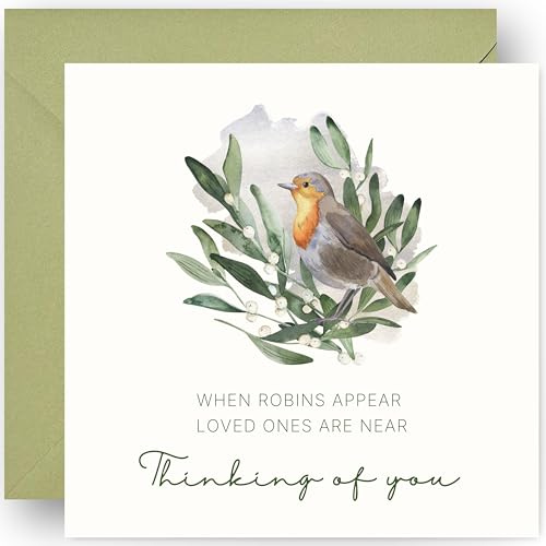 Sympathy Cards – Thinking of You - Condolence Card for Bereavement Funeral and Loss – with Sage Green Envelope - Size: 14cm