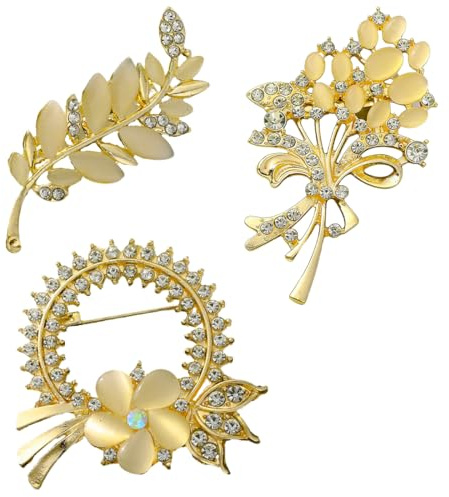 TEOZBLU Juego de 3 Broches Elegantes para Mujer - Imperdibles Decorativos para Ropa, Sombrero y Bolso, para Fiestas