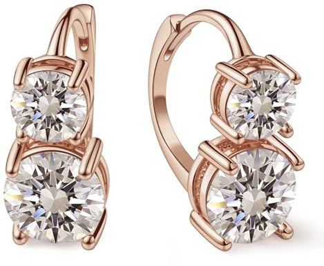 Orecchini in Moissanite per donna, diamanti doppi 1CT + 2CT in Moissanite, coltivati in laboratorio, placcati in oro rosa 18K, orecchini a perno alla moda, regalo di gioielli.