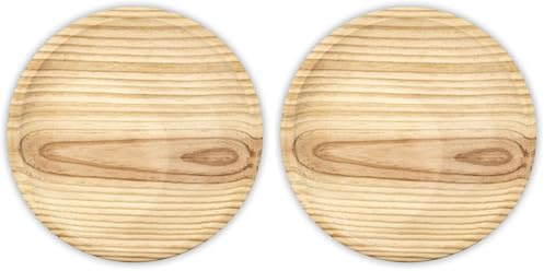 Fackelmann Plato de Madera para Pulpo a la Gallega, Plato para Servir Jamón, Embutido y Queso, Diámetro 22 cm, Madera de Haya, Lavar a Mano, Color Natural, 1 ud. (Paquete de 2)