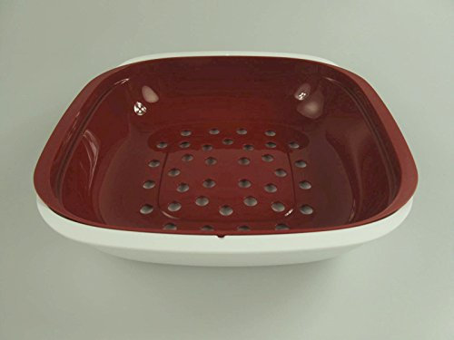 TUPPERWARE Allegra Servierschale mit Sieb Auffangschale 1,33 L rot weiß 9766