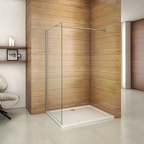 800x1950x6mm paroi de douche walk in verre anticalcaire avec barre fixation la pince 360° 900mm