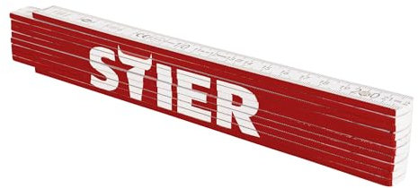 STIER Zollstock, 2 m Länge, aus Buchenholz, 10 Glieder, 90° und 180° Raster, Gliedermaßstab mit metrischer Skala, beidseitiger Aufdruck, robust und präzise für Messaufgaben