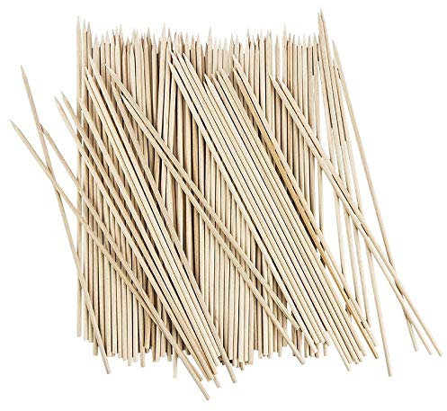 Brochetas de madera para barbacoa, 20 cm de largo, 3 mm de diámetro, 100 unidades