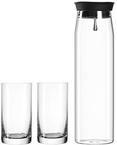 Leonardo Brioso 028775 - Set di 3 tazze con caraffa in vetro e bicchieri, con coperchio, 260 ml e 1100 ml
