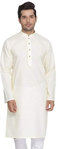 Elina fashion Set pigiama da uomo in cotone kurta indiano tradizionale, Crema, Large