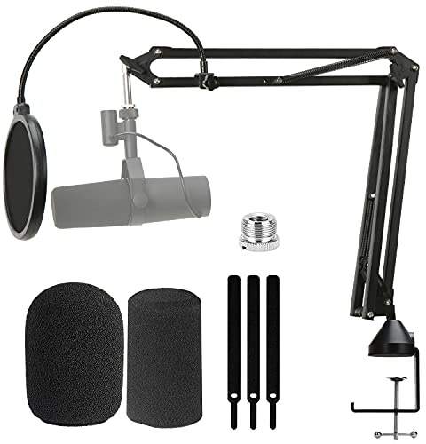 Shure SM7B Boom Arm with Pop Filter - Heavy Duty Shure SM7B Stand, Suspension Mic Boom Arm Scissor Compatible with Shure Sm7b Microphone