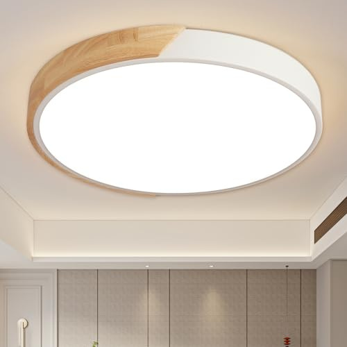 Style home 36W LED Deckenleuchte dimmbar mit Fernbedienung Ø40x4cm Holz | 3000-6000K,Rund Flach Deckenlampe für Wohnzimmer Schlafzimmer Arbeitszimmer Büro Küche Diele