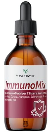 Vonderweid - ImmunoMix | Mix Tinture Madri con Echinacea + Rosa Canina+ Astragalo + Propolis | Integratore Sistema Immunitario e Ricostituente | Estratto Ultrasuoni | Analcolico, Vegan | 100 ml