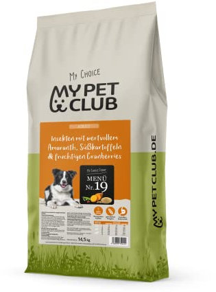 My Pet Club Insekten (1 x 14,5 kg) getreidefreies Hundefutter sensitiv I 33% Insekten Anteil I hypoallergenes Hundefutter mit Süßkartoffel