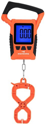 KastKing Fish Scale, WideView Floating Waterproof Digital Scale with No-Puncture Lip Gripper, 2.5” Large LCD Display, 110lb Capacity, Stores up to 9 Weights, Orange