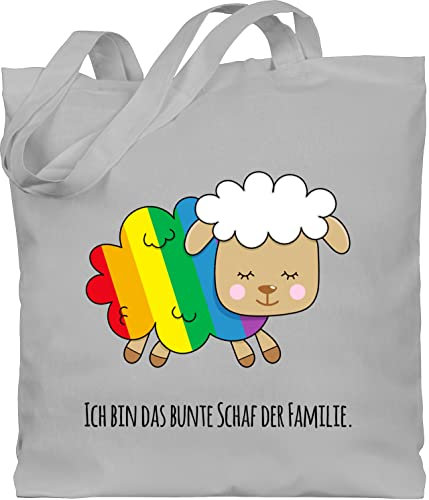 Shirtracer Baumwolltasche - LGBTQ Kleidung Pride Flag - Ich bin das bunte Schaf der Familie - schwarz - Unisize - Hellgrau - tote jutebeutel lgbt buntes stoffbeutel jute bag csd beutel tasche lesbian