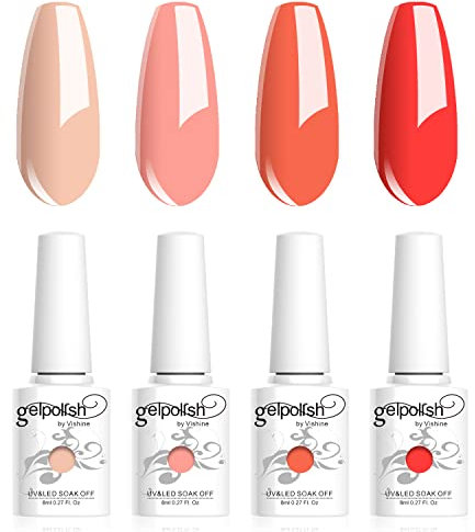 Vishine Gel-Nagellack, semi-permanent, 4 Farben, Pfirsich, Orange, Aprikose, Maniküre, 8 ml, C013