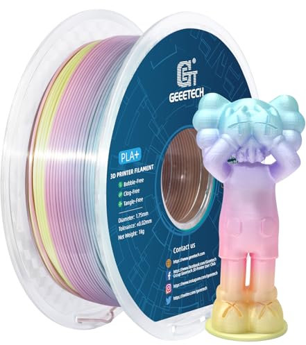 GEEETECH PLA-Filament, 1,75 mm, mehrfarbig, 3D-Drucker, PLA-Filament, 1 kg, Spule, Seide, Regenbogenfarben