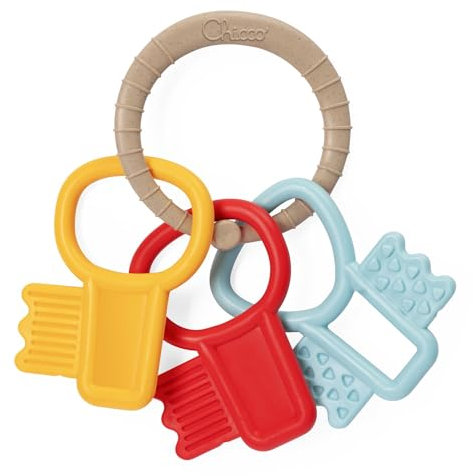 Chicco Trillino Chiavi Colorate Eco+, Chiavi Afferrafacile in Plastica Riciclata, Trillino Leggero, Texture Diverse per la Stimolazione Tattile, Trillino Dentizione, Gioco Bambini 3-18 Mesi