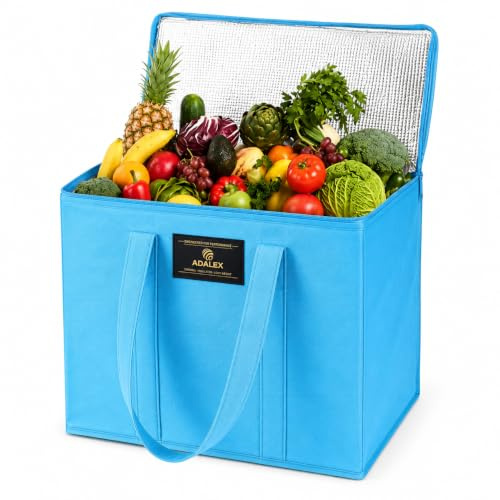 Adalex Global 16L Cool Bag Cooler Bag and Cooler Box, Insulated Food Delivery for Uber Eats, Thermal for Hot and Frozen Food, Picnic and Grocery Delivery, Freezer Shopping (30x18x30cm 16l Blue, L)