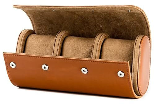 Watch Roll Travel Case - Handmade Leather Watch Rolls Box for Man - Travel Watch Roll with Velvet to Protection - Watch Roll Organizer to Home Secure Storage
