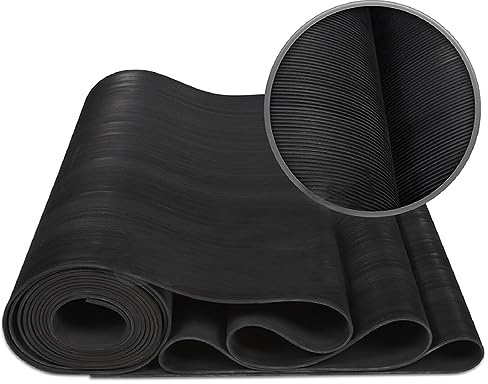 Black Fine Ribbed Rubber Garage Flooring Matting Garage Flooring Matting | Multiple Sizes to Choose from on This Listing | 3mm Thick Floor Mat | A Grade | 130cm Wide (2 m x 1.3m (Wide) Fine Ribbed)